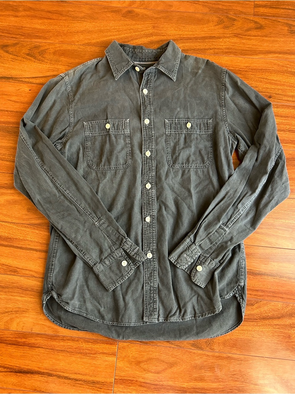 Classic Men's Washed Gray Button-Up Shirt